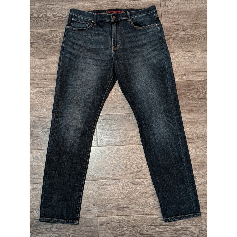 Lucky Brand 121 Heritage Slim Jeans Mens 38x34 Dark Wash Straight Leg Denim